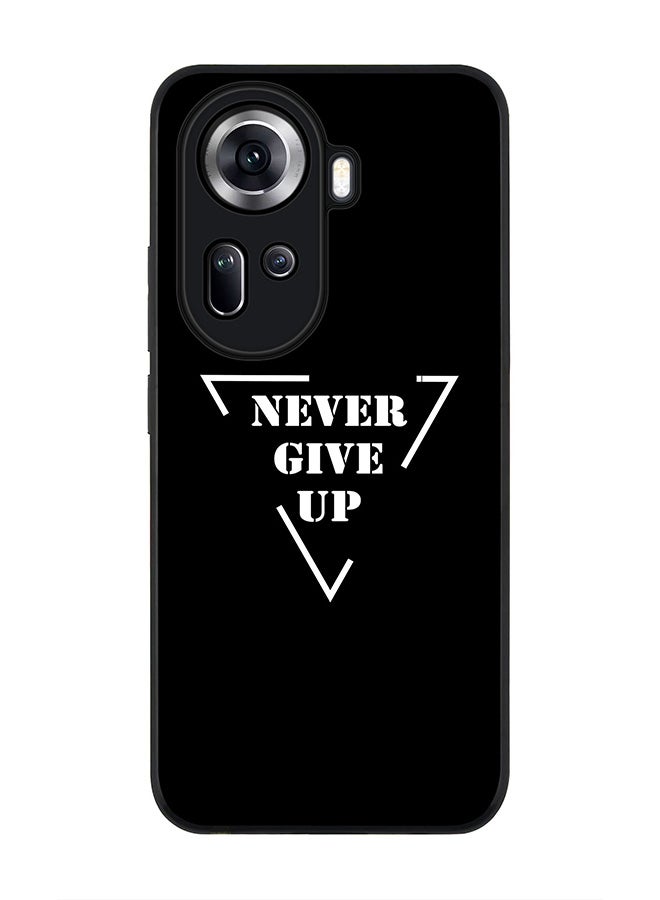 Stylizedd Rugged Black Edge Case for Oppo Reno11, Slim fit Soft Case Flexible Rubber Edges Anti Drop TPU Gel Thin Cover -  Never give up - Image 1