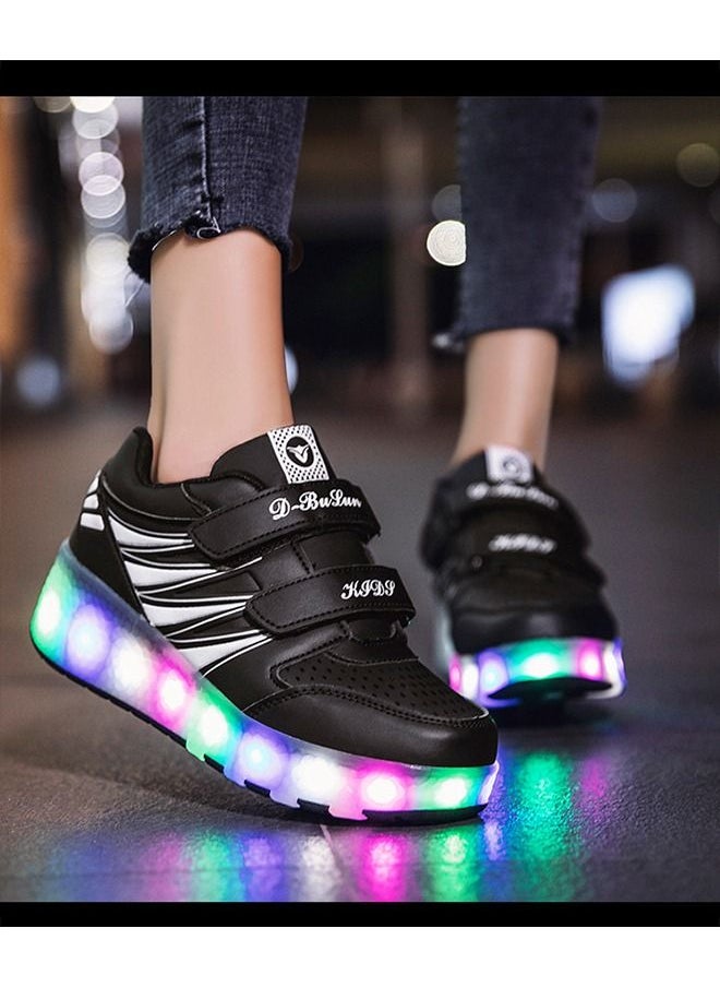Beauenty LED Flash Light Sneaker Skate Shoes with Wheels USB Charging Roller Skates Shoes for Kids  - Image 2