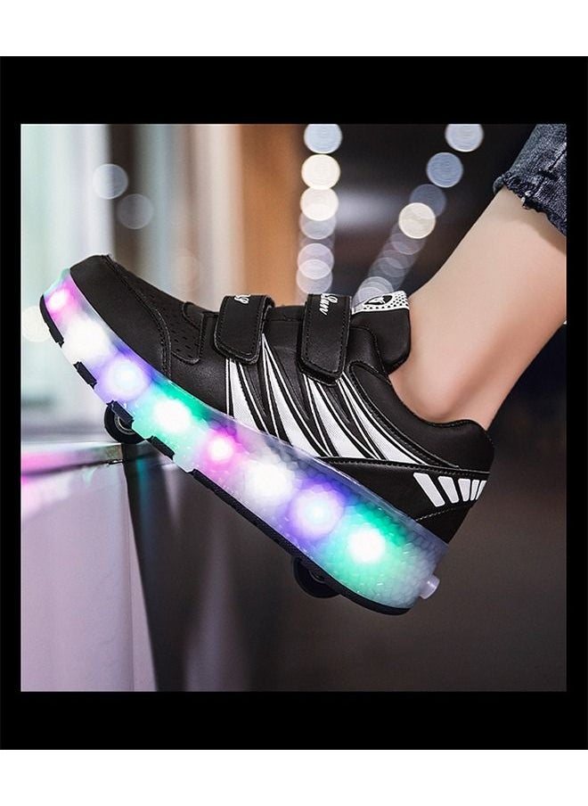Beauenty LED Flash Light Sneaker Skate Shoes with Wheels USB Charging Roller Skates Shoes for Kids  - Image 4