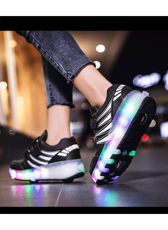 Beauenty LED Flash Light Sneaker Skate Shoes with Wheels USB Charging Roller Skates Shoes for Kids  - Image 3