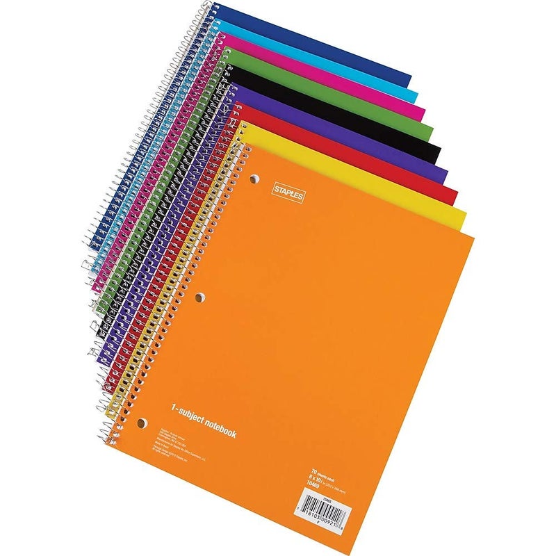 STAPLES 2072874 1 Subject Notebook 8Inch x 1012Inch College Ruled 48 pack Office Product