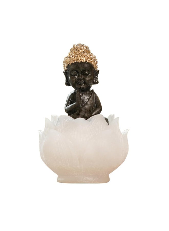 Studd Muffyn | Pyrite Baby Buddha on Selenite Lotus | Pyrite Crystal | Selenite Crystal | - Image 1