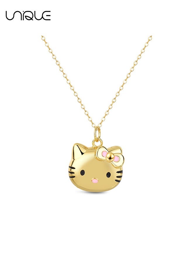 يونيك قلادة هالو كيتي - قلادة ذهبية - قلادات يمكن فتحها - فتاة قلادة متعددة الاستخدامات كل يوم - ذهبي - Image 1