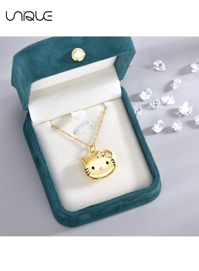 يونيك قلادة هالو كيتي - قلادة ذهبية - قلادات يمكن فتحها - فتاة قلادة متعددة الاستخدامات كل يوم - ذهبي - Image 5