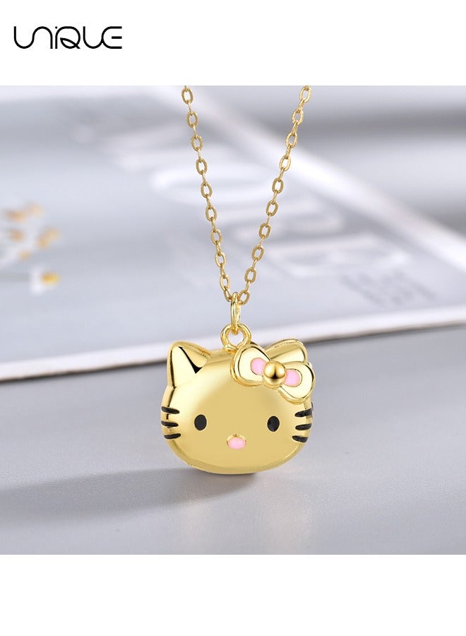 يونيك قلادة هالو كيتي - قلادة ذهبية - قلادات يمكن فتحها - فتاة قلادة متعددة الاستخدامات كل يوم - ذهبي - Image 4