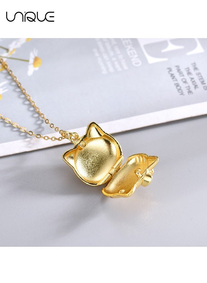 يونيك قلادة هالو كيتي - قلادة ذهبية - قلادات يمكن فتحها - فتاة قلادة متعددة الاستخدامات كل يوم - ذهبي - Image 2