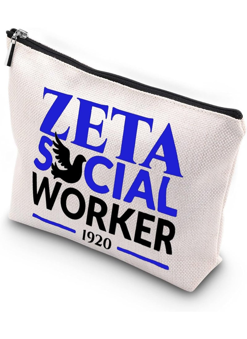 WCGXKO - WCGXKO ZPB Sorority Gift ZBP Social Worker Gift 1920 Zeta Greek Gift Finer Women Zipper Makeup Bag for Social Worker (Social Worker Zeta) - Image 1