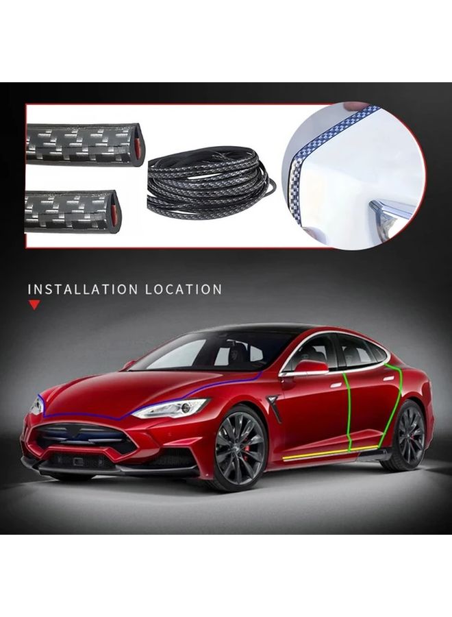 Red Car Door Edge Protection Strip Carbon Fiber Scratch Protector Universal Fit Bumper Trim - Image 1