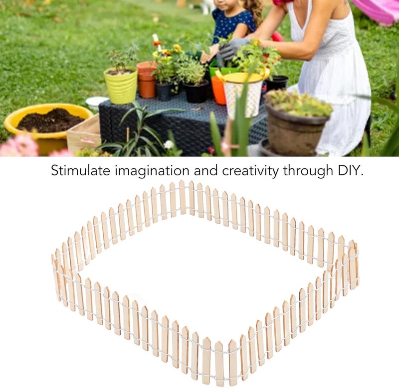 LiebeWH 4pcs Small Garden Fence Border Wood Small Fence for Garden, with A Hand Painted Sun Prevention Coating (Wood Color) - Image 5