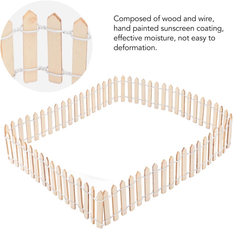 LiebeWH 4pcs Small Garden Fence Border Wood Small Fence for Garden, with A Hand Painted Sun Prevention Coating (Wood Color) - Image 4