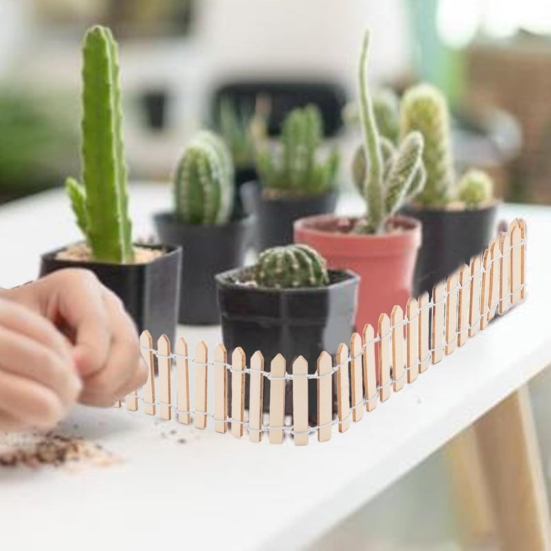 LiebeWH 4pcs Small Garden Fence Border Wood Small Fence for Garden, with A Hand Painted Sun Prevention Coating (Wood Color) - Image 2