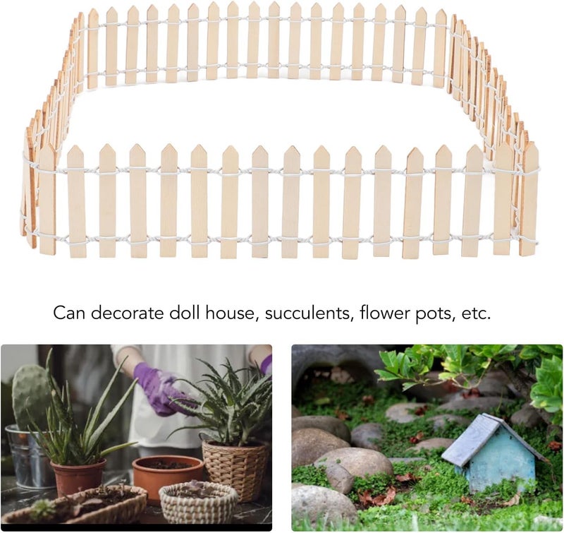 LiebeWH 4pcs Small Garden Fence Border Wood Small Fence for Garden, with A Hand Painted Sun Prevention Coating (Wood Color) - Image 3