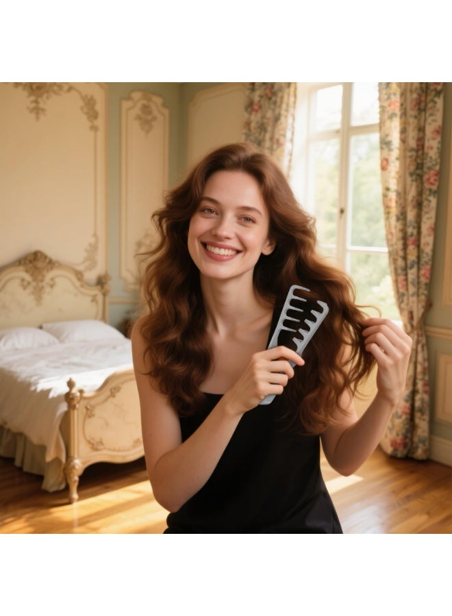 Voluminous wide-toothed hair comb Men's fluffy texture, ABS plastic with textured grip - Image 2