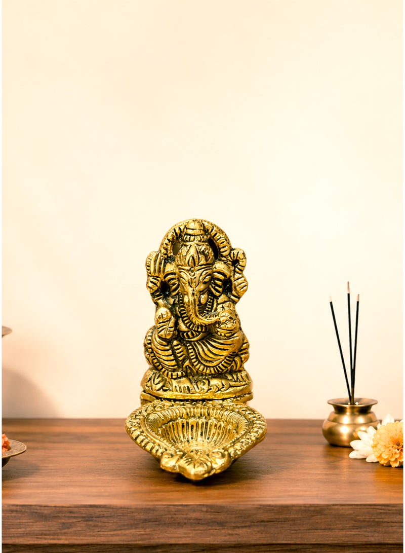 Madhoor Metal Ganesha Decorative Diya for Pooja, Aarti & Diwali, 4 Inches, 1 Piece - Image 3