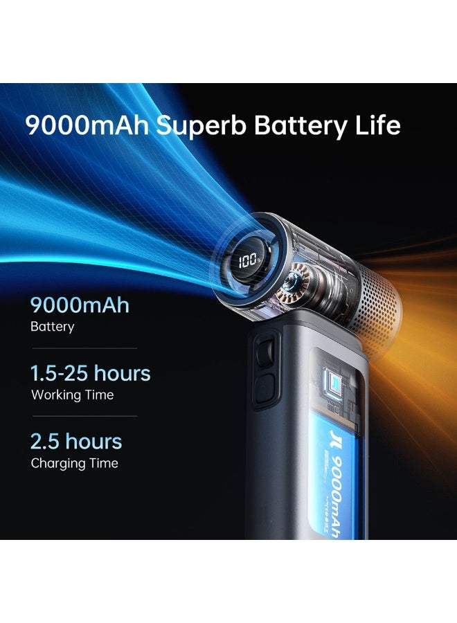 JISULIFE Handheld Fan Ultra2 9000mAh Rechargeable Turbo Fan 100-Speed 5-in-1 Portable Cooling Fan Light Brown - Image 5