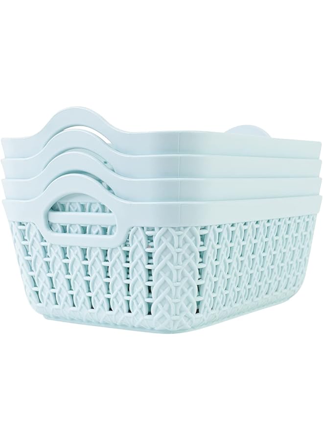 Zaboon Storage Basket 4 Piece Blue | Home & Kitchen | Storage & Organization | Baskets | Bins | Containers | Shelf Baskets | Pantry Storage | Bathroom Storage - Image 1