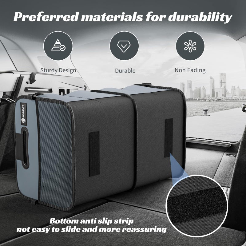 Sposuit Trunk Organizer for Car - 70L Collapsible Car Storage with 11 Pockets & Reinforced Handles, SUV Trunk Organizers for Grocery Cargo(Grey) - Image 3