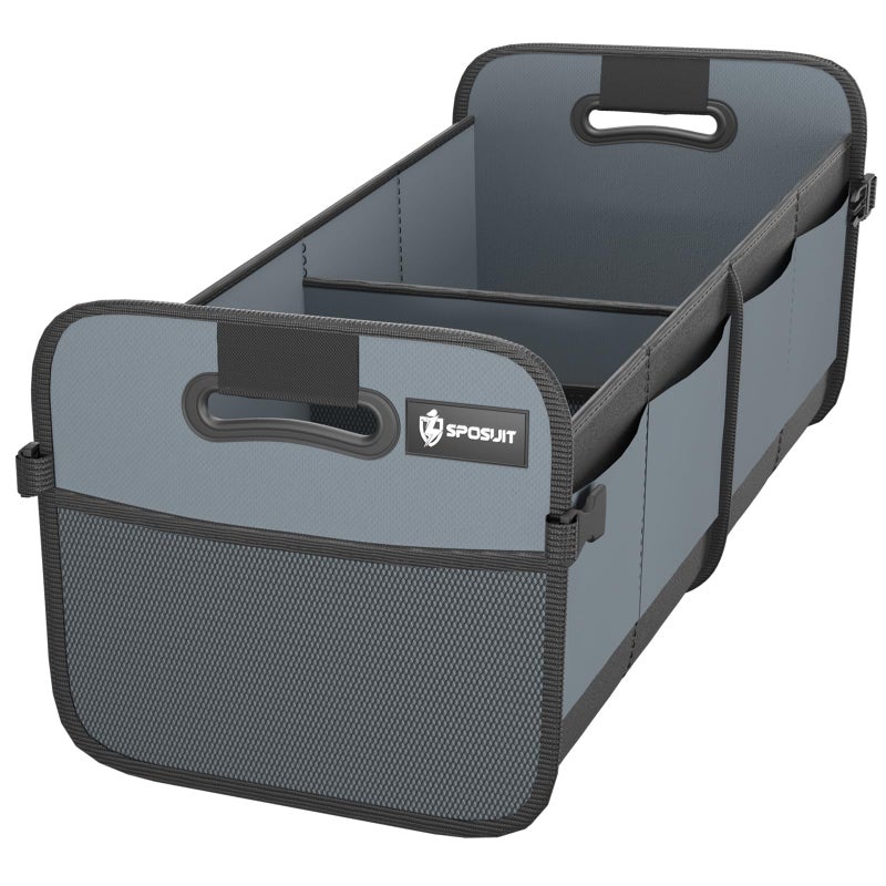 Sposuit Trunk Organizer for Car - 70L Collapsible Car Storage with 11 Pockets & Reinforced Handles, SUV Trunk Organizers for Grocery Cargo(Grey) - Image 1