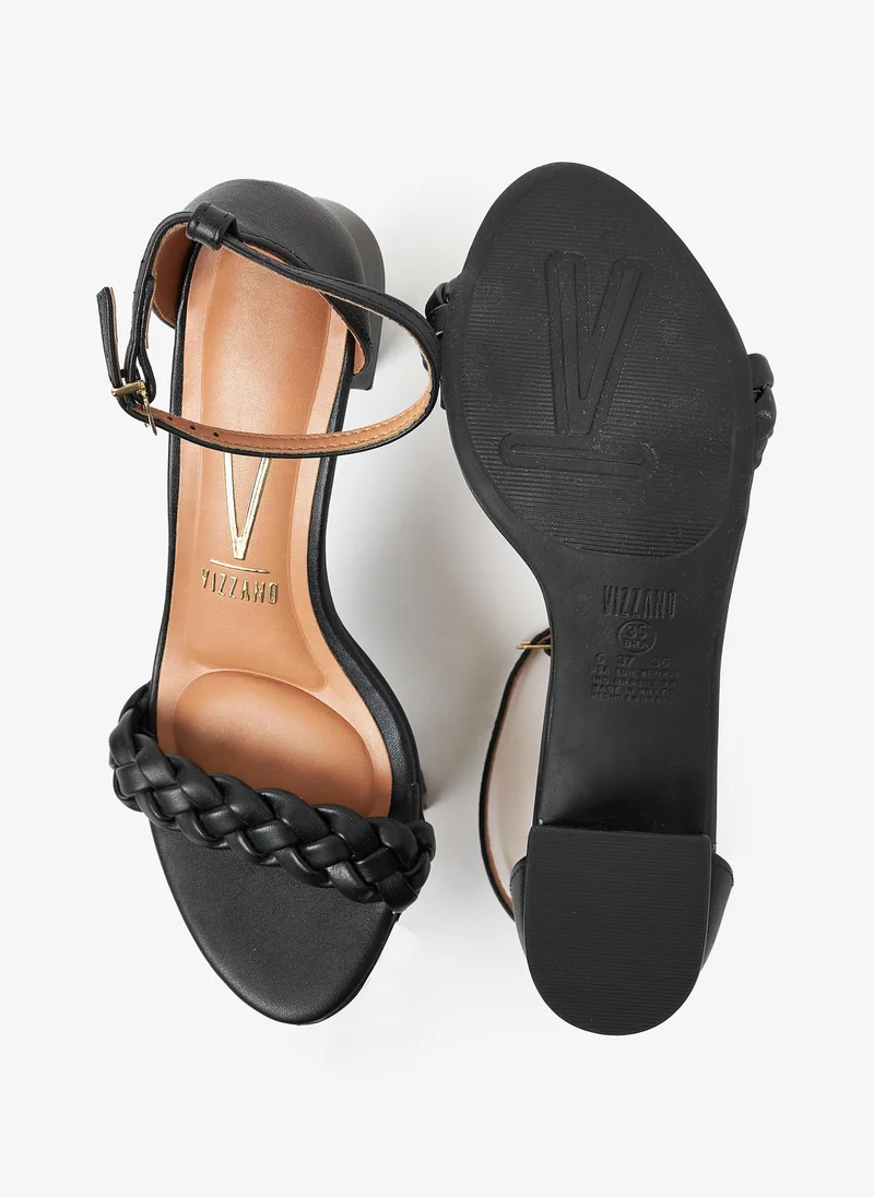 Vizzano  VIZZANO Mid Heel Sandals for Ladies – BLACK Sandals with Ankle Strap | Comfortable PU Upper & TPR Sole for Women | Best Price UAE
