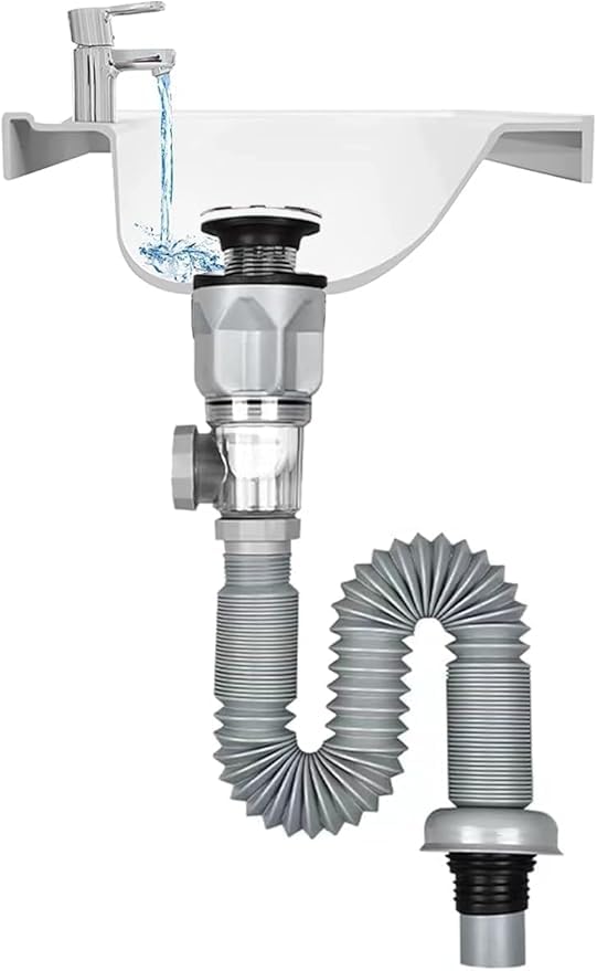 SHOPECOM Anti Clogging Sink Drain Pipe Hub Bathroom Sink Drainage Kit 2in1 Sink Drain Expandable Flaxible for Hotel Kitchen Apartments Upgraded PopUp Drainage Pipes with Anti Clogging Sink Plugs - Image 1
