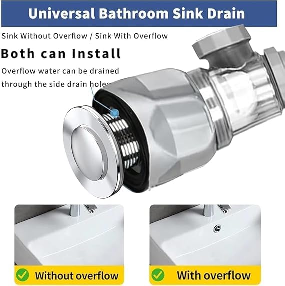 SHOPECOM Anti Clogging Sink Drain Pipe Hub Bathroom Sink Drainage Kit 2in1 Sink Drain Expandable Flaxible for Hotel Kitchen Apartments Upgraded PopUp Drainage Pipes with Anti Clogging Sink Plugs - Image 4