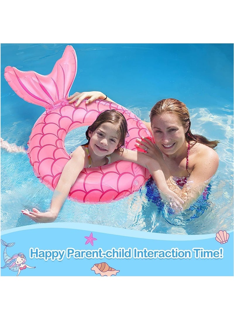 VUCATIN Kids Mermaid Swimming Ring, Mermaid Tail Shaped Pool Swimming Float Tube Ring Float, Summer Water Fun Beach Party Swimming Pool Toys for Children Aged 3-8 Years Old - Image 5