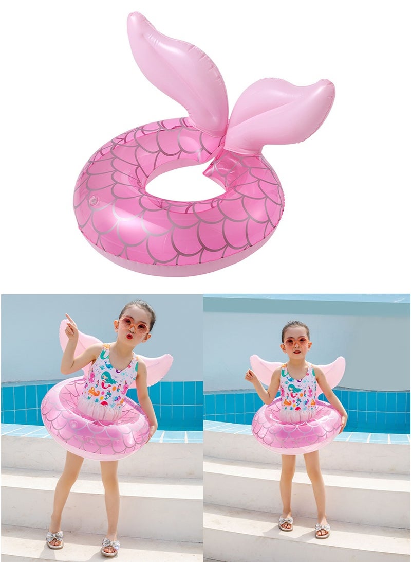 VUCATIN Kids Mermaid Swimming Ring, Mermaid Tail Shaped Pool Swimming Float Tube Ring Float, Summer Water Fun Beach Party Swimming Pool Toys for Children Aged 3-8 Years Old - Image 1