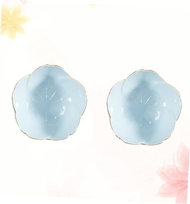 Blue Ceramic Dipping Plates Set of 2 Sauce Dishes for Condiments Seasoning and Appetizers - Image 5
