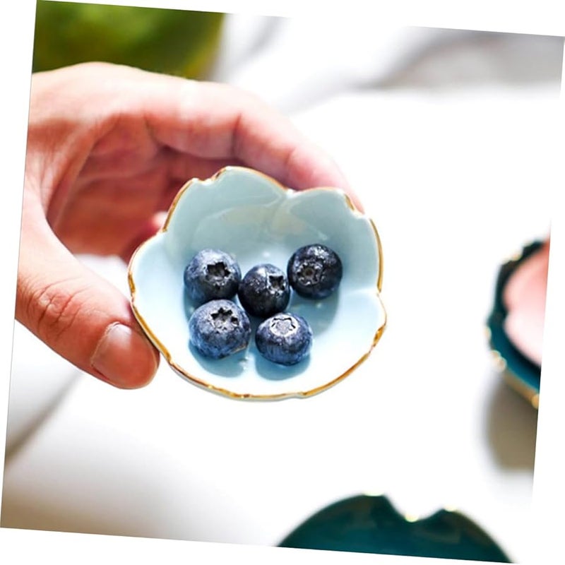 Blue Ceramic Dipping Plates Set of 2 Sauce Dishes for Condiments Seasoning and Appetizers - Image 4