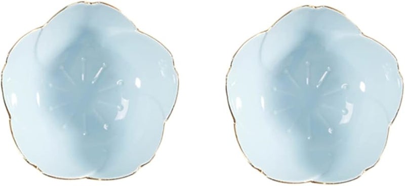 Blue Ceramic Dipping Plates Set of 2 Sauce Dishes for Condiments Seasoning and Appetizers - Image 1