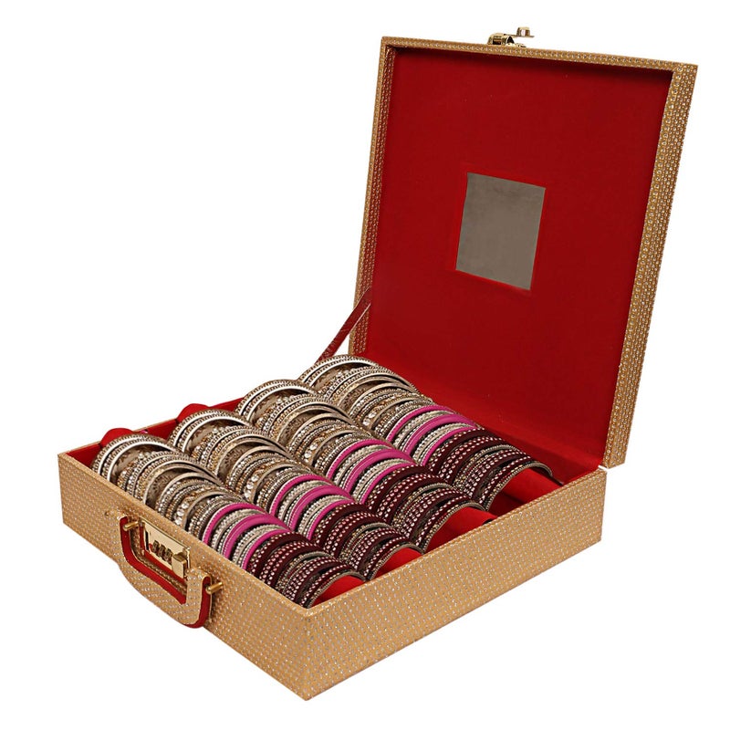 Kuber Industries Wooden Four Rod Bangle Storage Box (Gold) -CTKTC8734 - Image 1