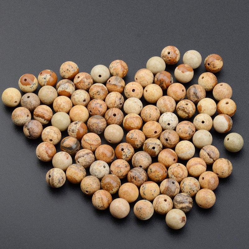 LPBeads 100PCS 8mm Natural Picture Jasper Gemstone Round Loose Beads for Jewelry Making with Crystal Stretch Cord - Image 3
