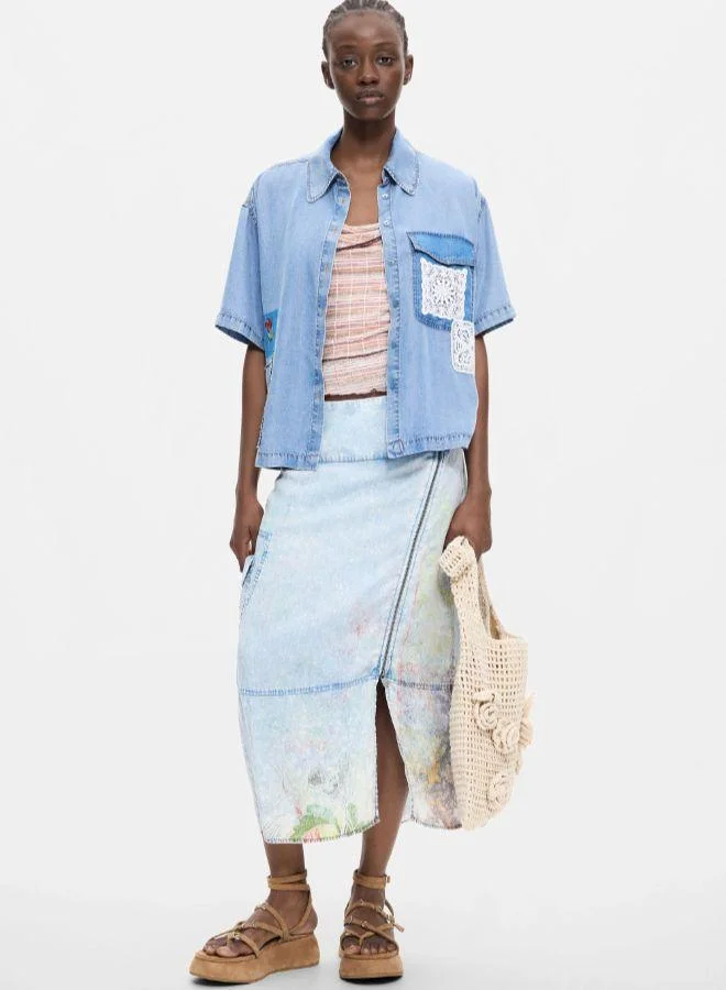 DESIGUAL Short Sleeve Patchwork Shirt
