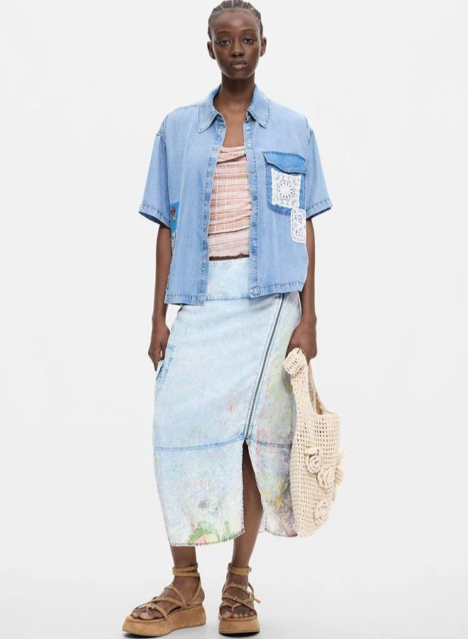 Desigual Short Sleeve Patchwork Shirt