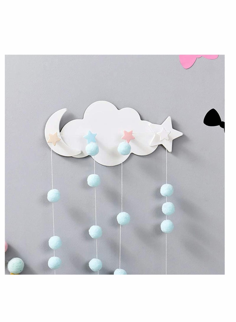 2 Pcs Moon Star Cloud Shape Wall Hooks, Nail- Free Creative Heavy Duty Clothes Hangers Keys Ring Holder Adhesive Wall Racks - Image 2