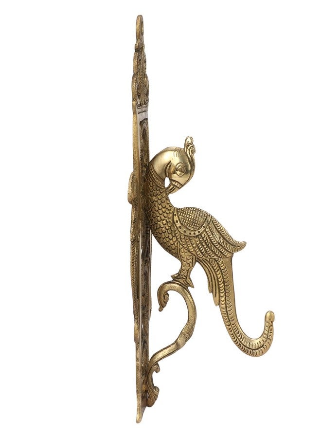 Kartique Brass Parrot Wall Bracket | Decorative Wall Hook for Hanging Lamps, Diyas, Temple Bells,Garlands | Home Decor Piece for Pooja Rooms, Living Spaces in Gold Color Height 10 Inch - Image 5