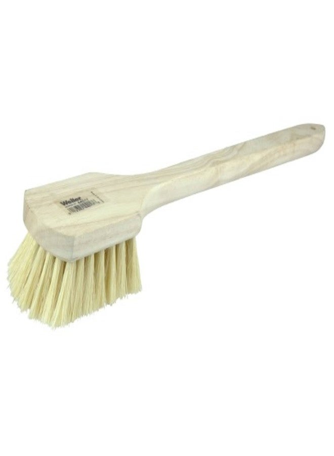 Weiler 44017 20" Utility Scrub Brush, White Tampico Fill, Long Handle, Wood Block - Image 1