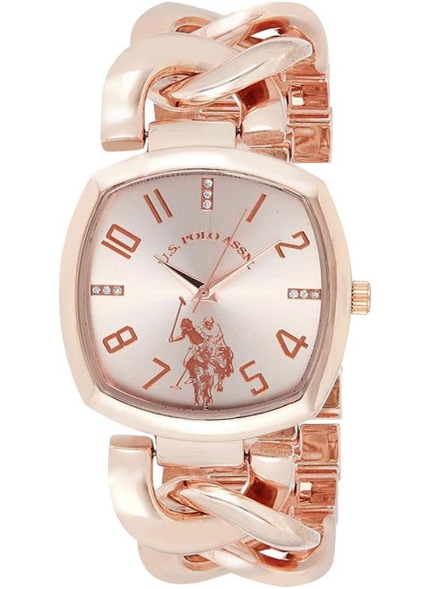U.S. Polo Assn. Women's Quartz Watch, Analog Display and Rose Gold Plated Strap USC40251