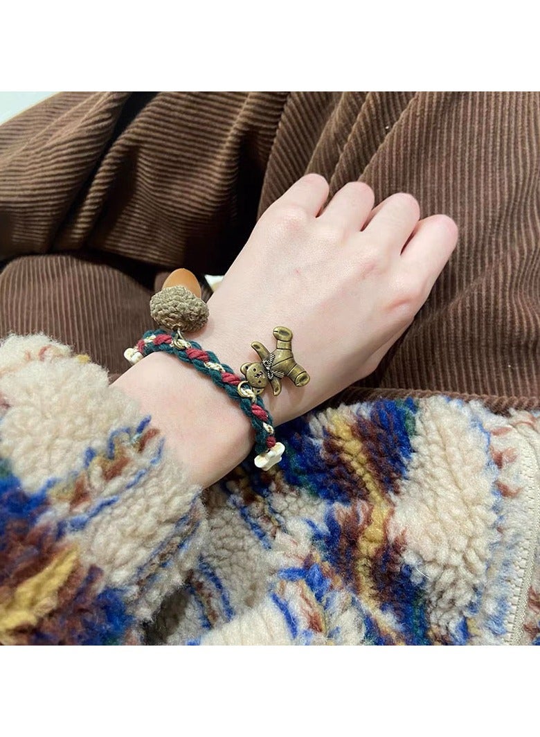 Colourful Bear Hand Knitted Bracelet 