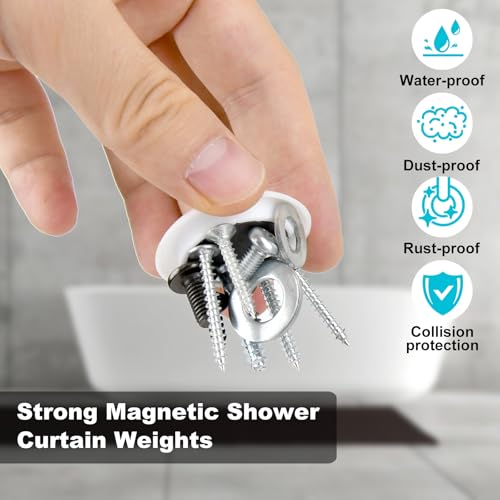 Mositear 12 PCS Shower Curtain Weights, Magnetic Shower Curtain Weights, Shower Curtain Magnets, Prevent Curtain Liner from Blowing Around, Curtain Weights Heavy Outdoor for Drapery, Flag, Tablecloth - Image 3