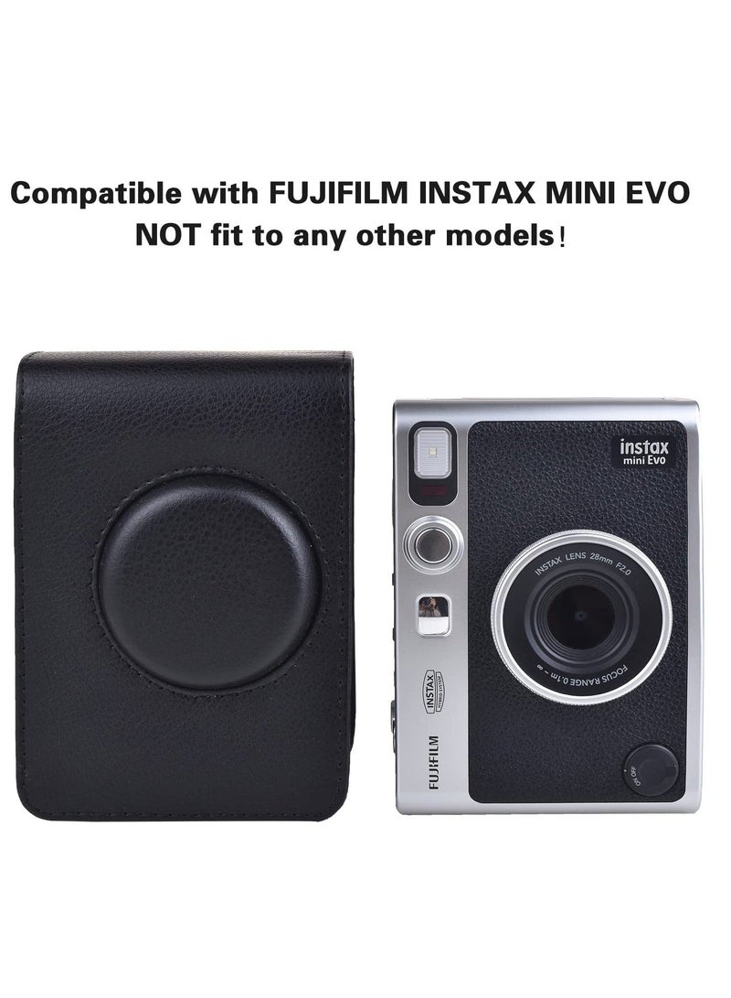 Case for Instax Mini EVO - PU Leather Protective Bag with Adjustable Strap, Durable and Stylish Camera Cover for Fujifilm Instax Mini EVO, Convenient and Classic Design for Photography Enthusiasts - Image 2