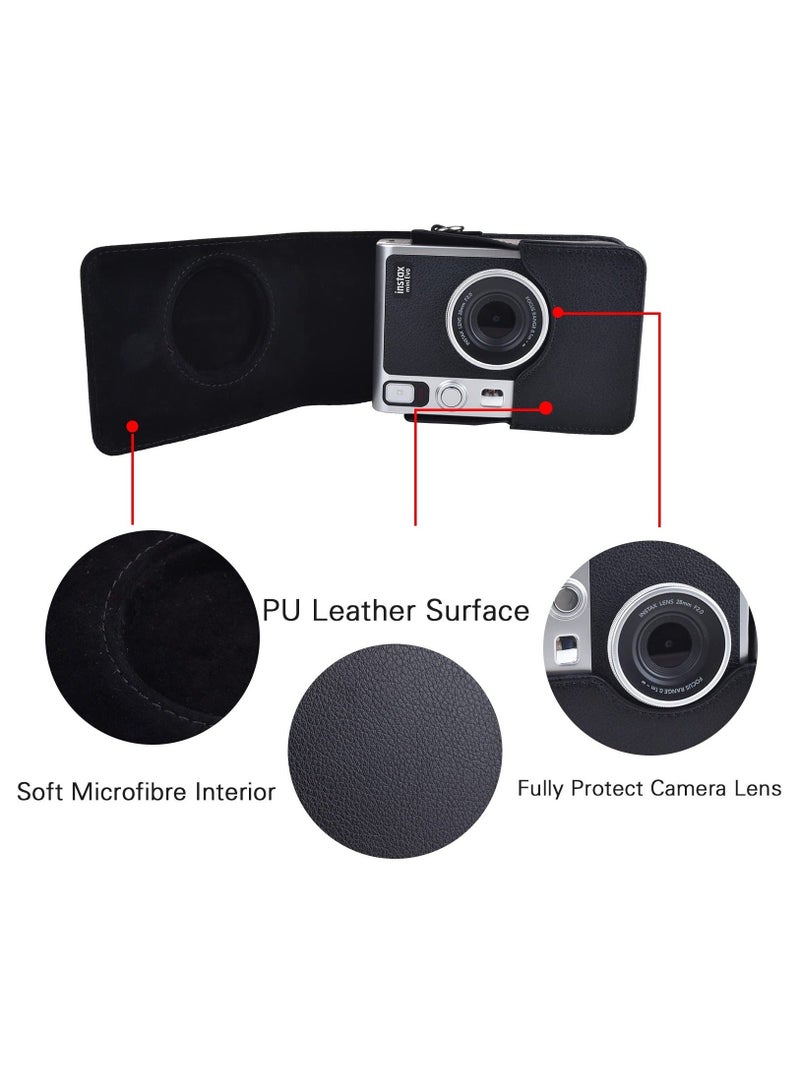 Case for Instax Mini EVO - PU Leather Protective Bag with Adjustable Strap, Durable and Stylish Camera Cover for Fujifilm Instax Mini EVO, Convenient and Classic Design for Photography Enthusiasts - Image 3