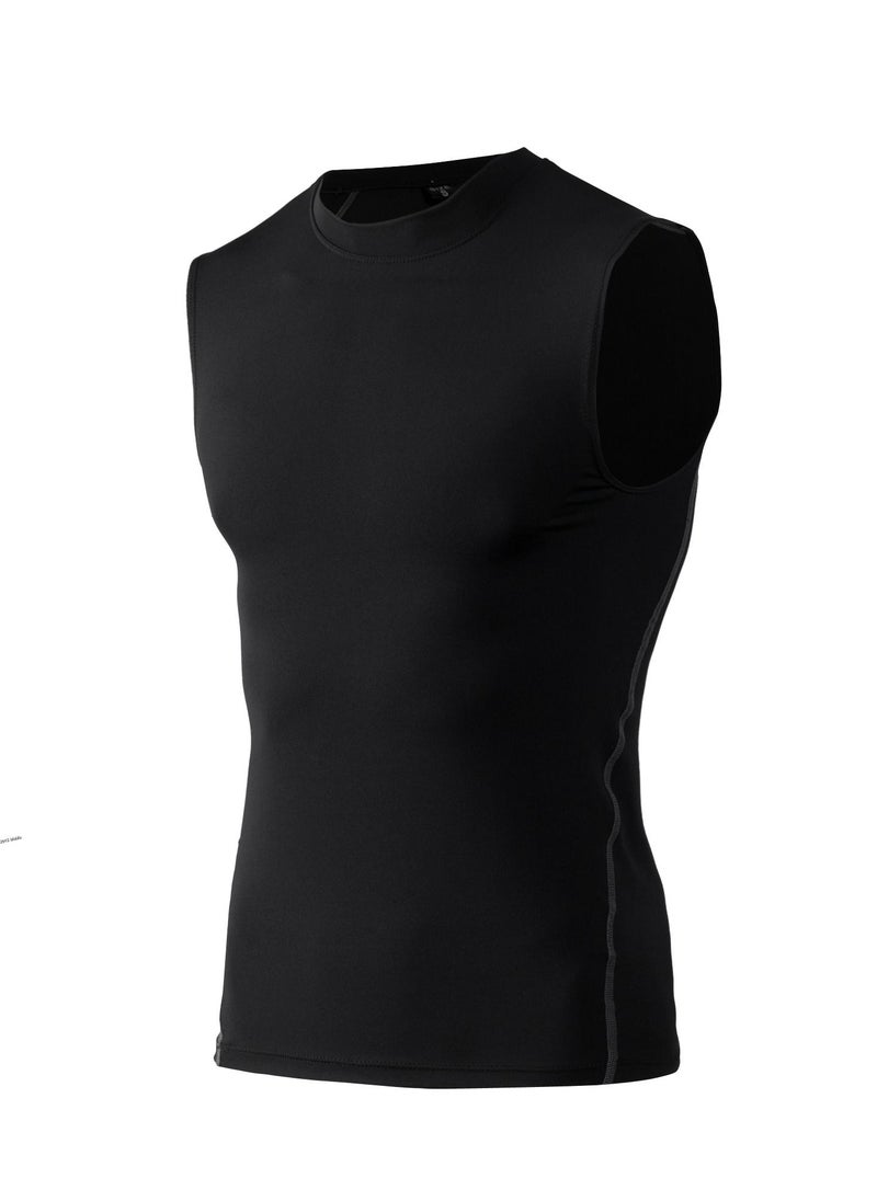Loquat Men Quick Dry Breathable Elastic Sleeveless Shirt Black  - Image 1