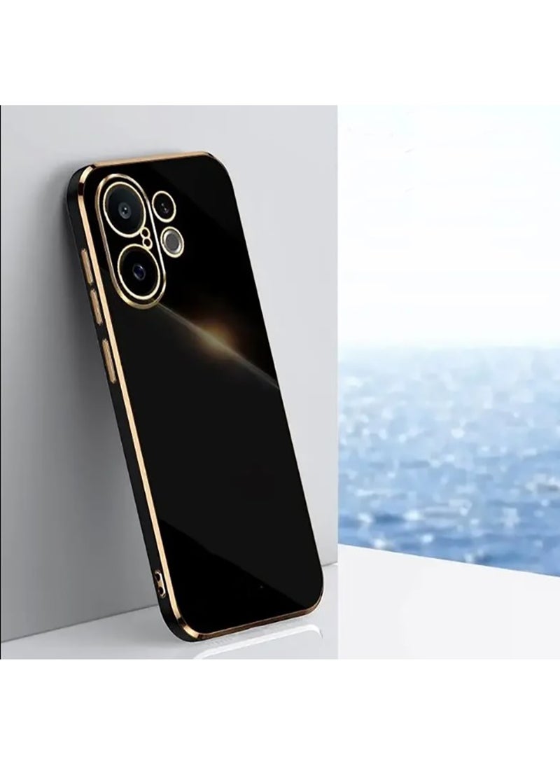 حافظة سيليكون وردية متوافقة مع VIVO V60، طلاء لحافظة هاتف VIVO V60 مضادة للصدمات رقيقة وناعمة (سوداء) - Image 1