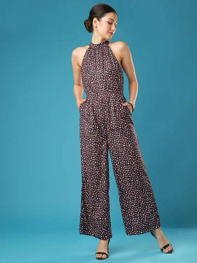 globus Women Halter Neck Printed Basic Jumpsuit