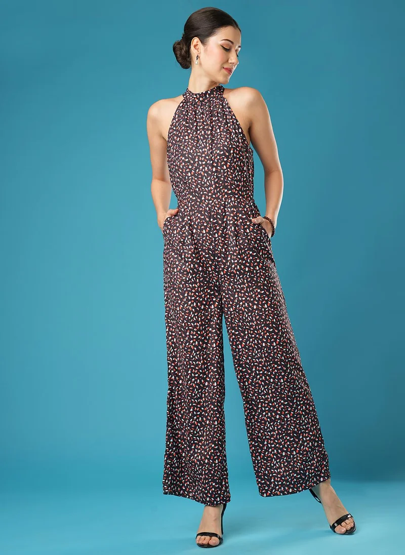 Globus Women Halter Neck Printed Basic Jumpsuit