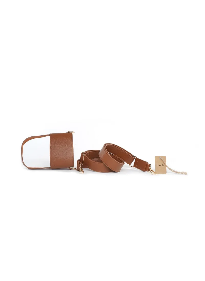 لوك Brown Adjustable Vegan-Leather Loch Strap with Gold Detailing for 900/1200 ml Bottles