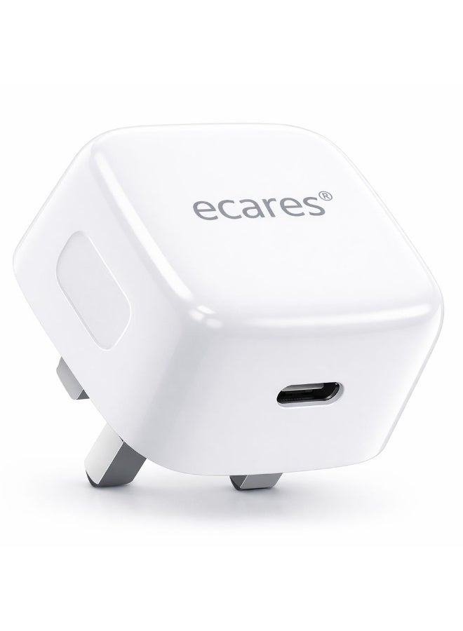 eCares® 20W USB-C Fast Charger Adapter, PD Type-C Wall Plug, Compact Travel Charging Brick, Compatible with iPhone, Samsung Galaxy, Tablets & More - Image 1