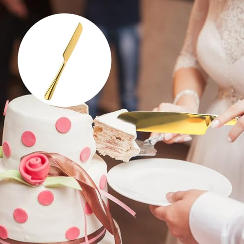 THW® 2pcs Wedding Cake Knife & Server Set, Stainless Steel Cake Cutting Set Wedding Cake Knife and Server Set Cake Cutter Set for Wedding Birthday Celebration (Gold) - Image 5