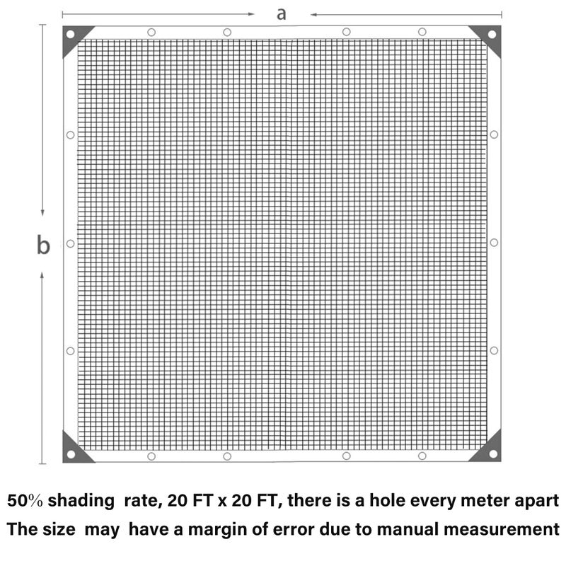 winemana 50% Black Shade Cloth, 20x 20 FT Durable Mesh Tarp with Grommets, Garden Sunblock Shade Cloth Shading Antifreezing for Plants Cover, Greenhouse, Barns Kennel, Patio, Tomatoes - Image 3